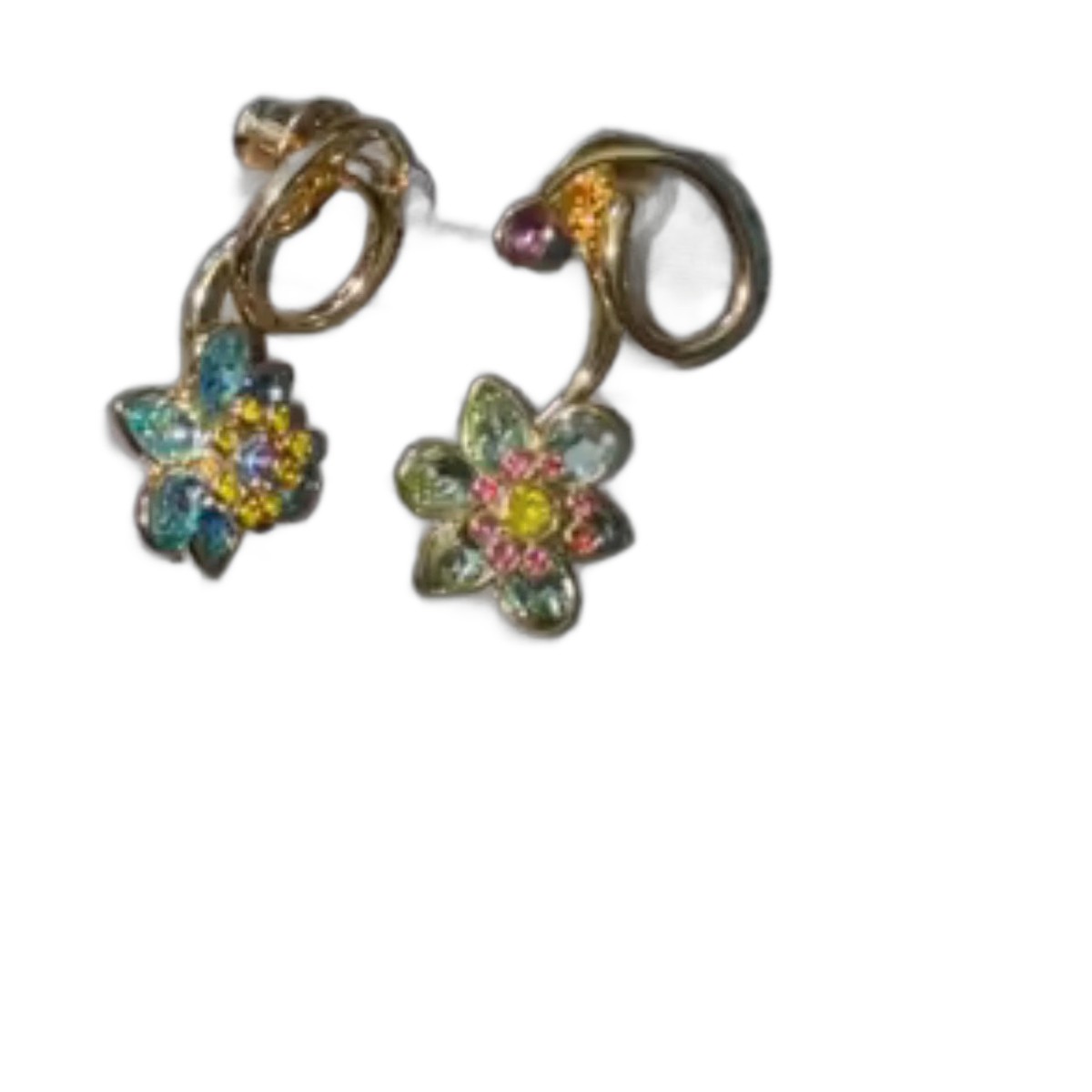 Enamel Flower Drop Earrings
