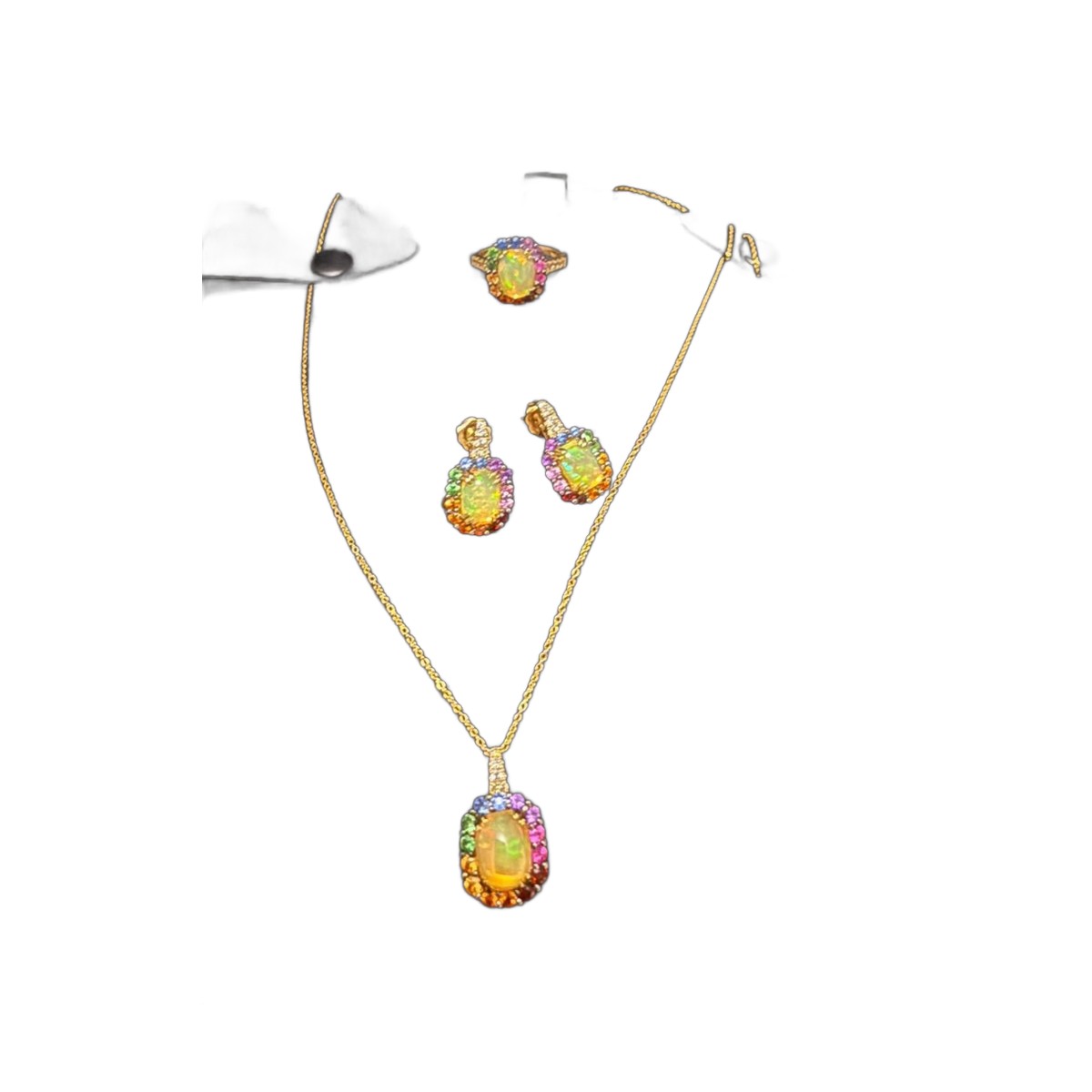 Fire Opal Necklace & Earrings Set