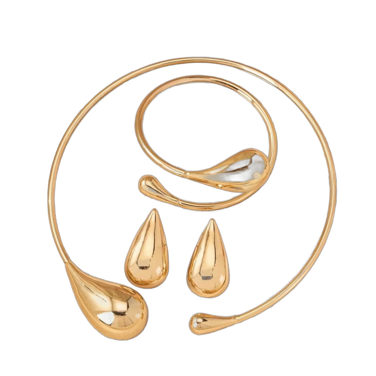 Molten Gold Collar & Earrings Set