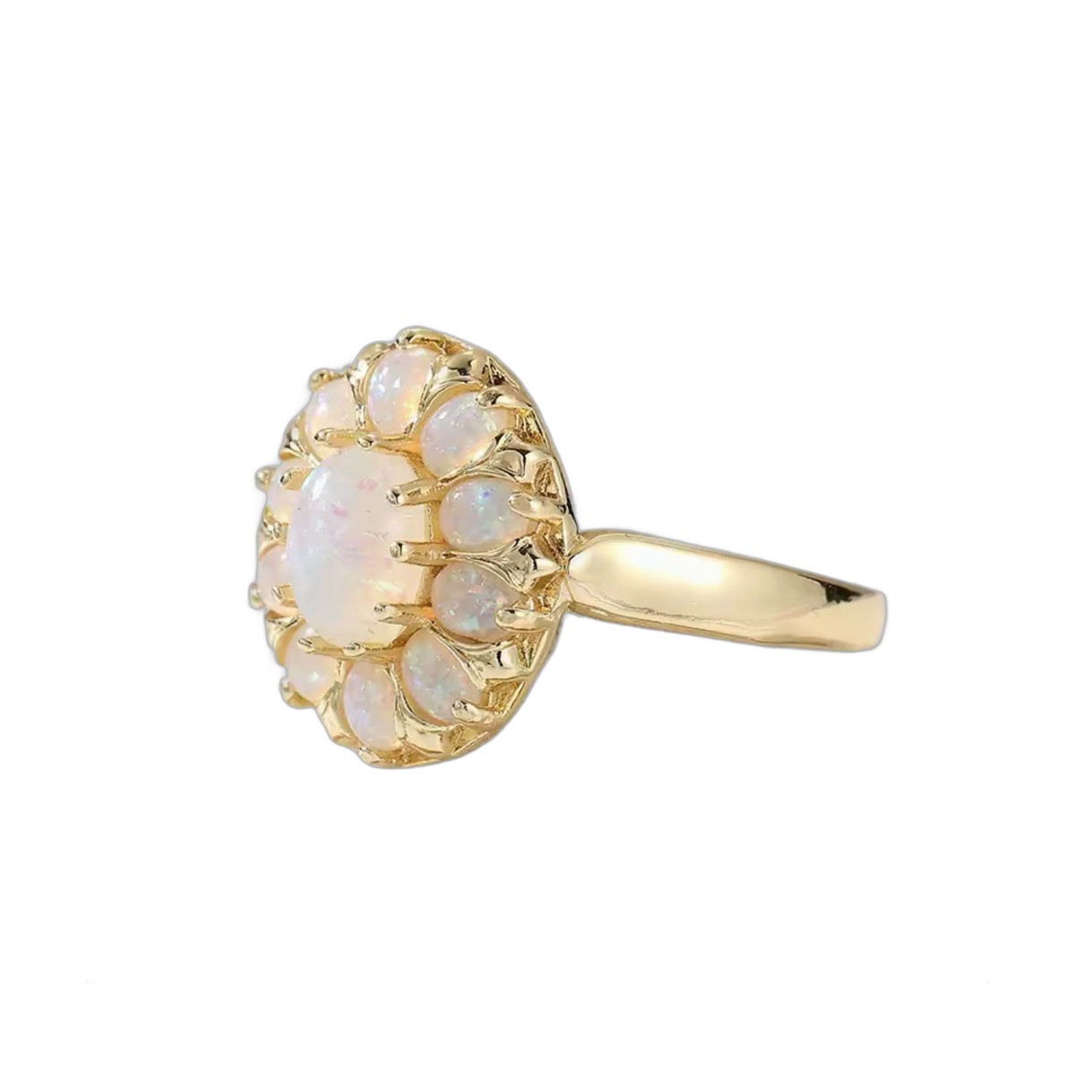 Opal Halo Ring in Gold