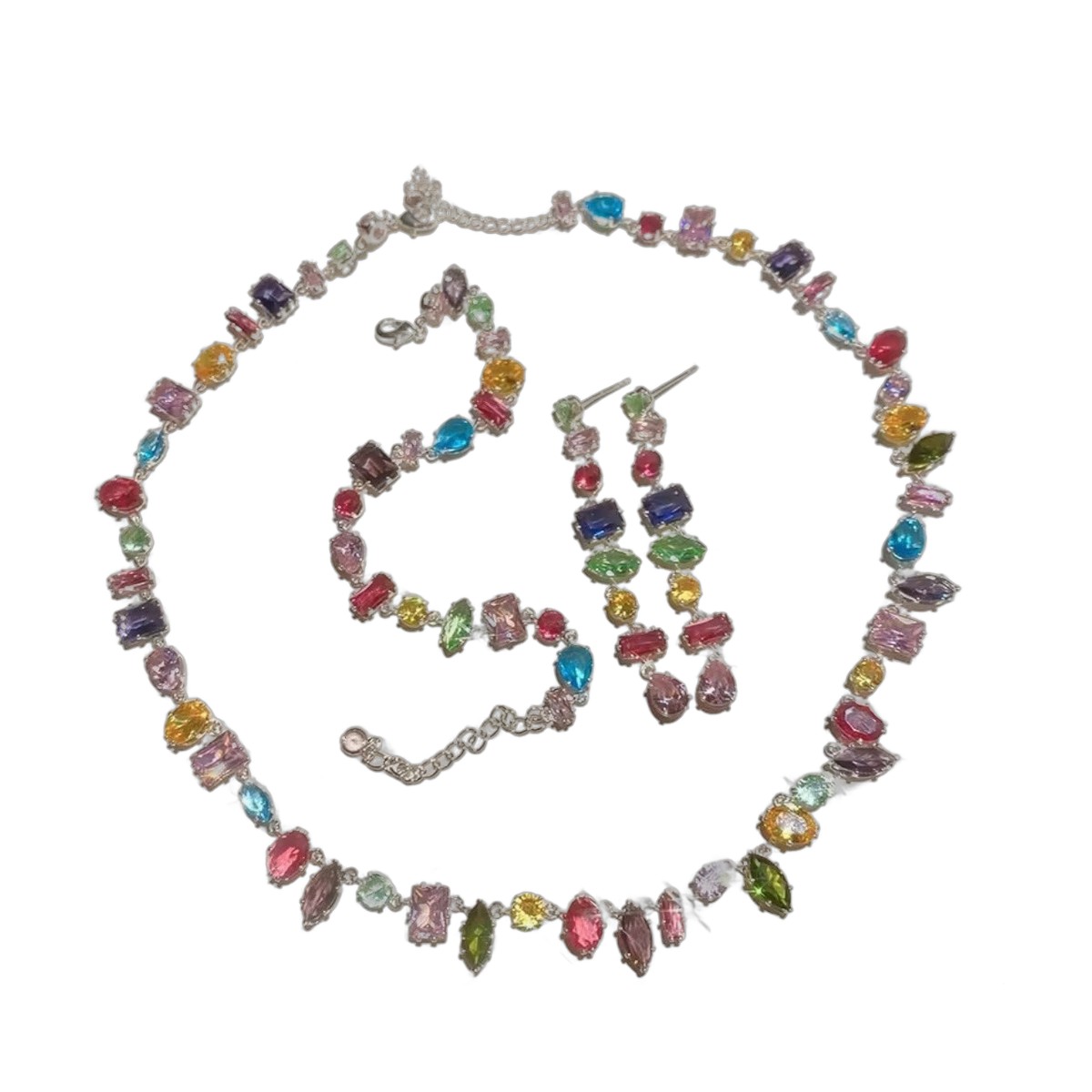 Rainbow Crystal Necklace & Bracelet Set
