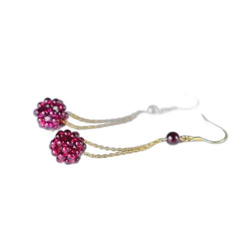 Garnet Cluster Chain Drop Earrings