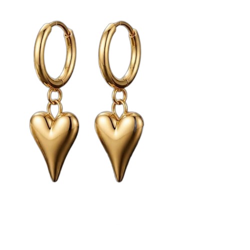 Puffed Heart Huggie Hoops