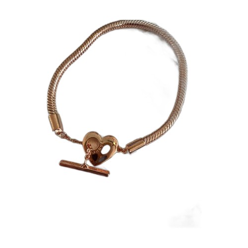 Rose Gold Charm Bracelet with Heart Clasp